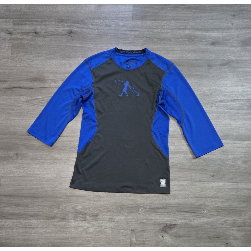 Nike Pro Combat Swingman Baseball Shirt Men Small Blue 3/4 Sleeve Ken Griffey Jr